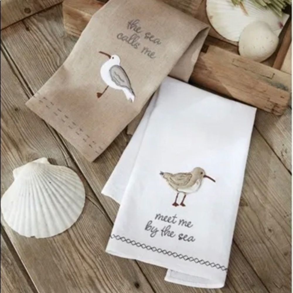 𝅺Mudpie‎ Set of 2 Sea Shore Bird Hand Towels, NWT Beach House, Summer  Decor